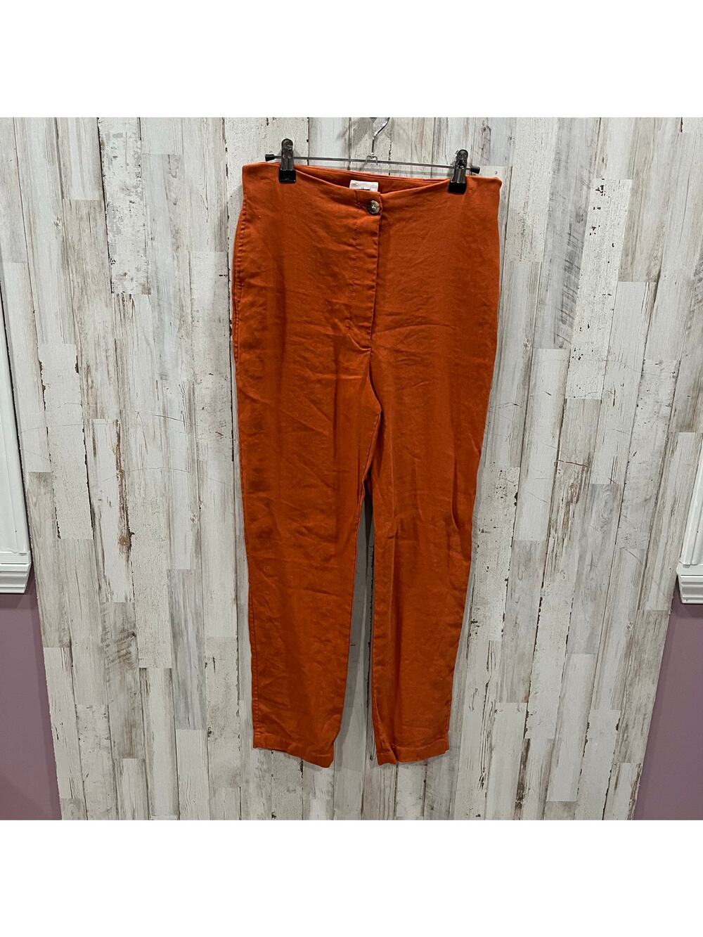Aritzia Wilfred Cherice Italian Linen Blend Orange Slim Cigarette Pants Size 10